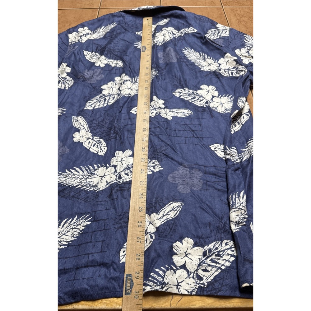 Hawaiian Shirt Mens Sz Large Saks Fifth Ave‎ 100% Silk Blue Beach Aloha Vacation - Picture 6 of 6
